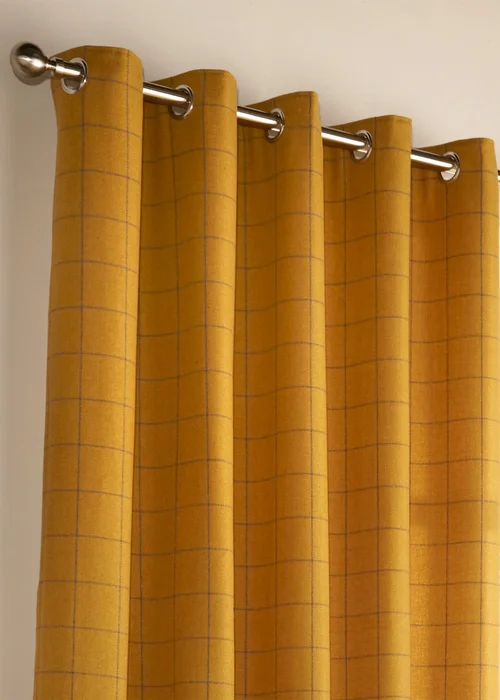 furn. Ellis Windowpane Check Eyelet Curtains - 46W X 54D (117x137cm Image 2