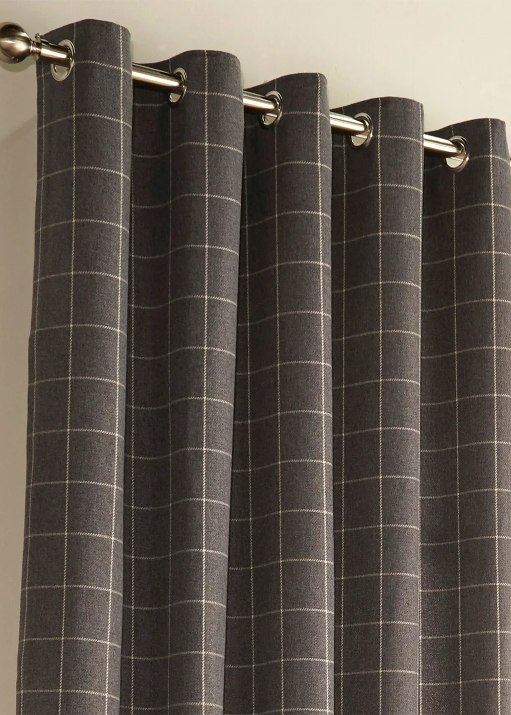 furn. Ellis Windowpane Check Eyelet Curtains - 90W X 90D (228x228cm Image 2