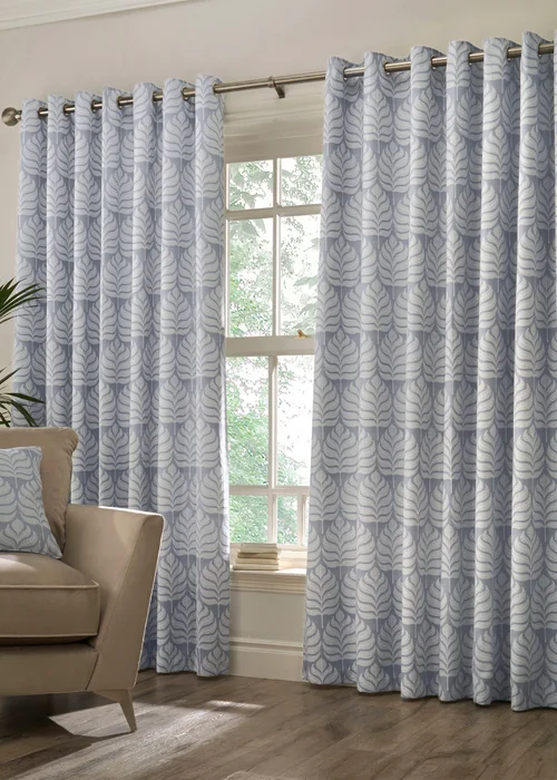 Paoletti Horto Botanical Eyelet Curtains - 46W X 54D (117x137cm) Image 1