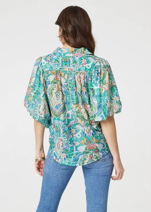Izabel London Green Printed Puff 1/2 Sleeve Shirt - 8 Image 2