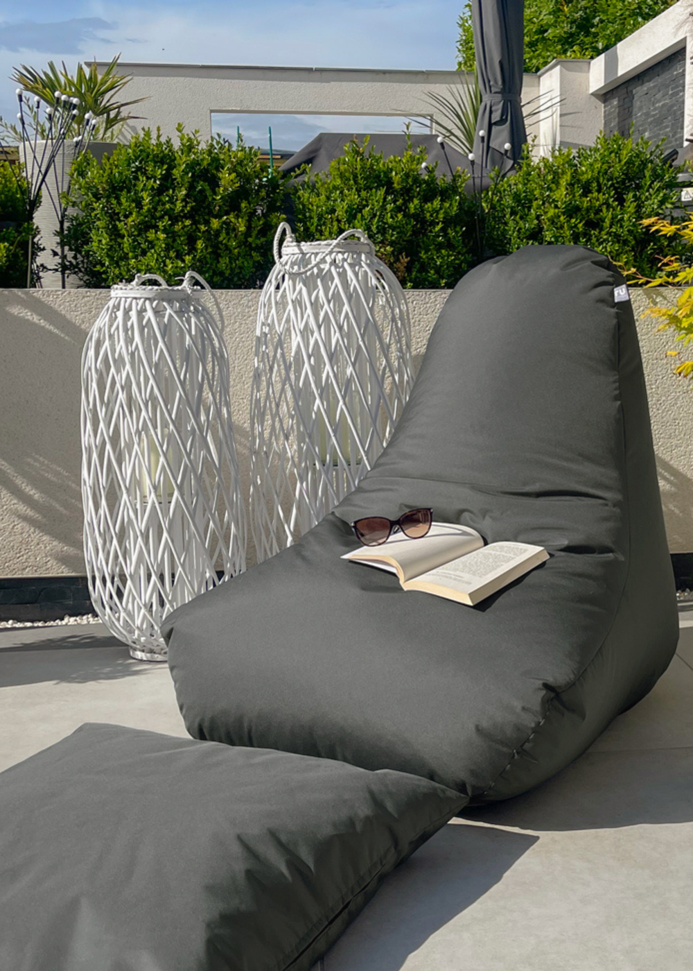 rucomfy Indoor/Outdoor Lounge Chair Grey Beanbag - One Size Image 2