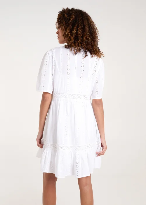 Blue Vanilla Ivory Broderie Tiered Mini Dress - S Image 2