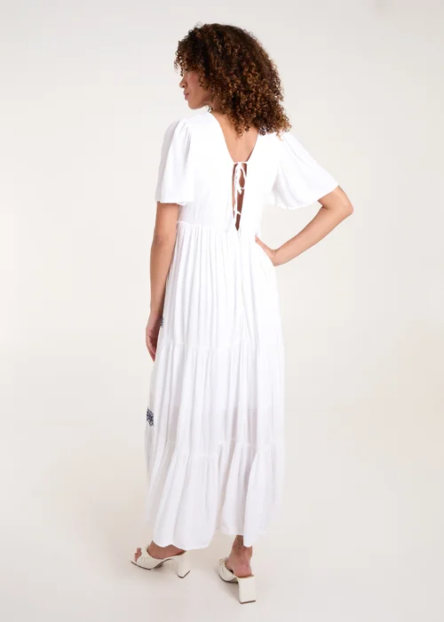 Blue Vanilla White Embroidered Tiered Maxi Dress - 14 Image 2