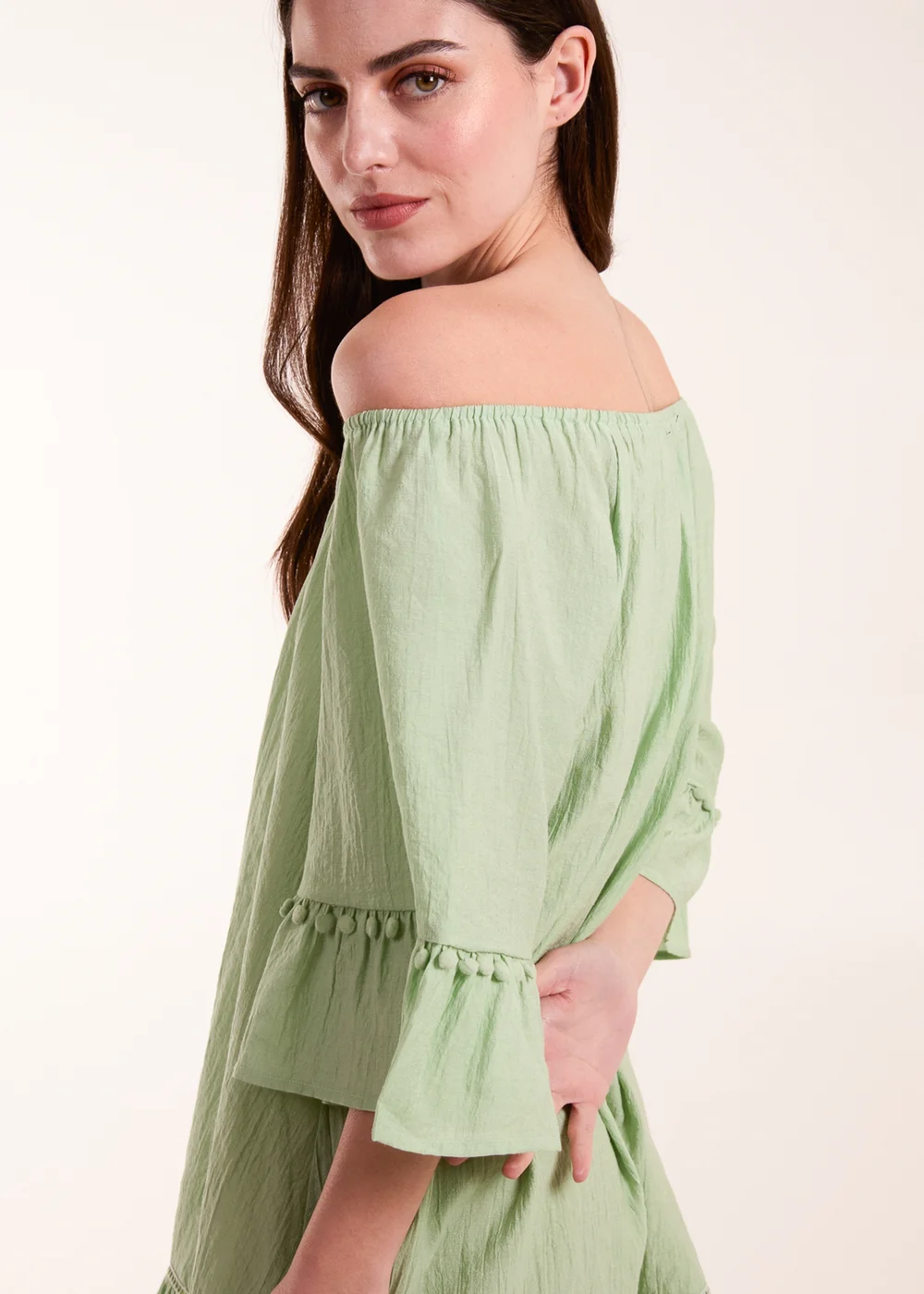 Blue Vanilla Green On Off Shoulder Tunic Dress - S/M Image 3