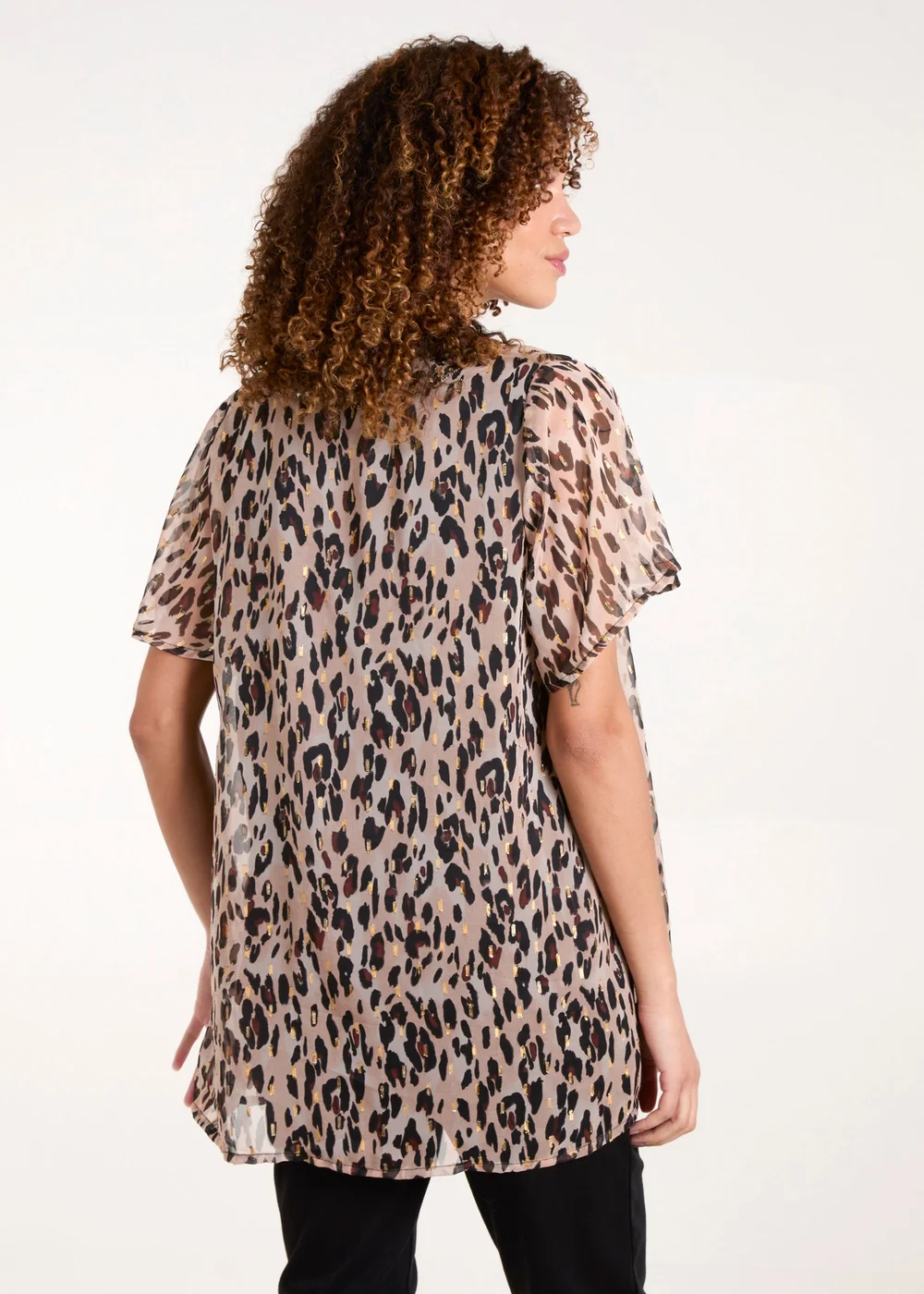 Blue Vanilla Brown V Neck Animal Tunic Top - S Image 2