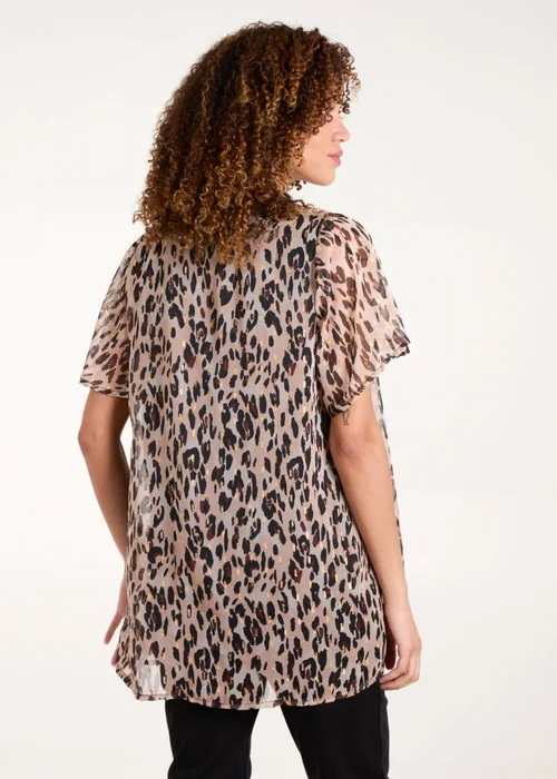 Blue Vanilla Brown V Neck Animal Tunic Top - S Image 2
