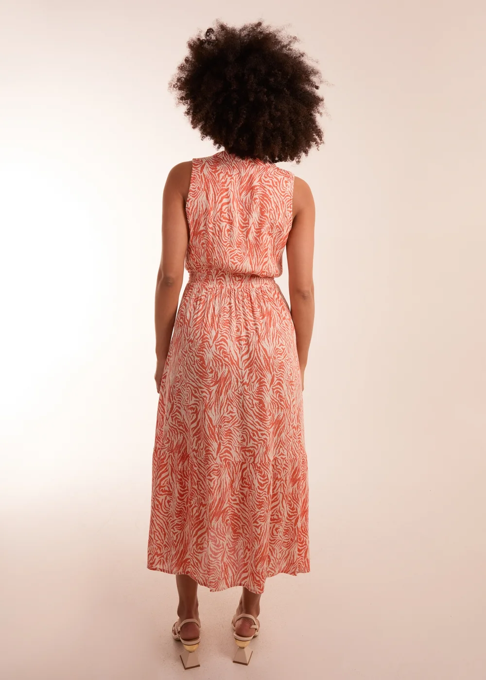 Blue Vanilla Orange Tie Neck Sleeveless Dress - 14 Image 4