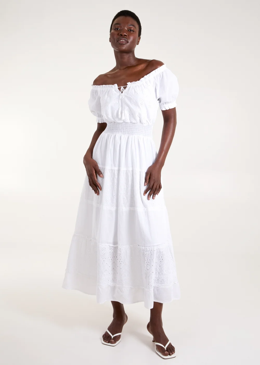 white milkmaid maxi dress White boohoo Cotton Poplin Milkmaid Maxi Dress
