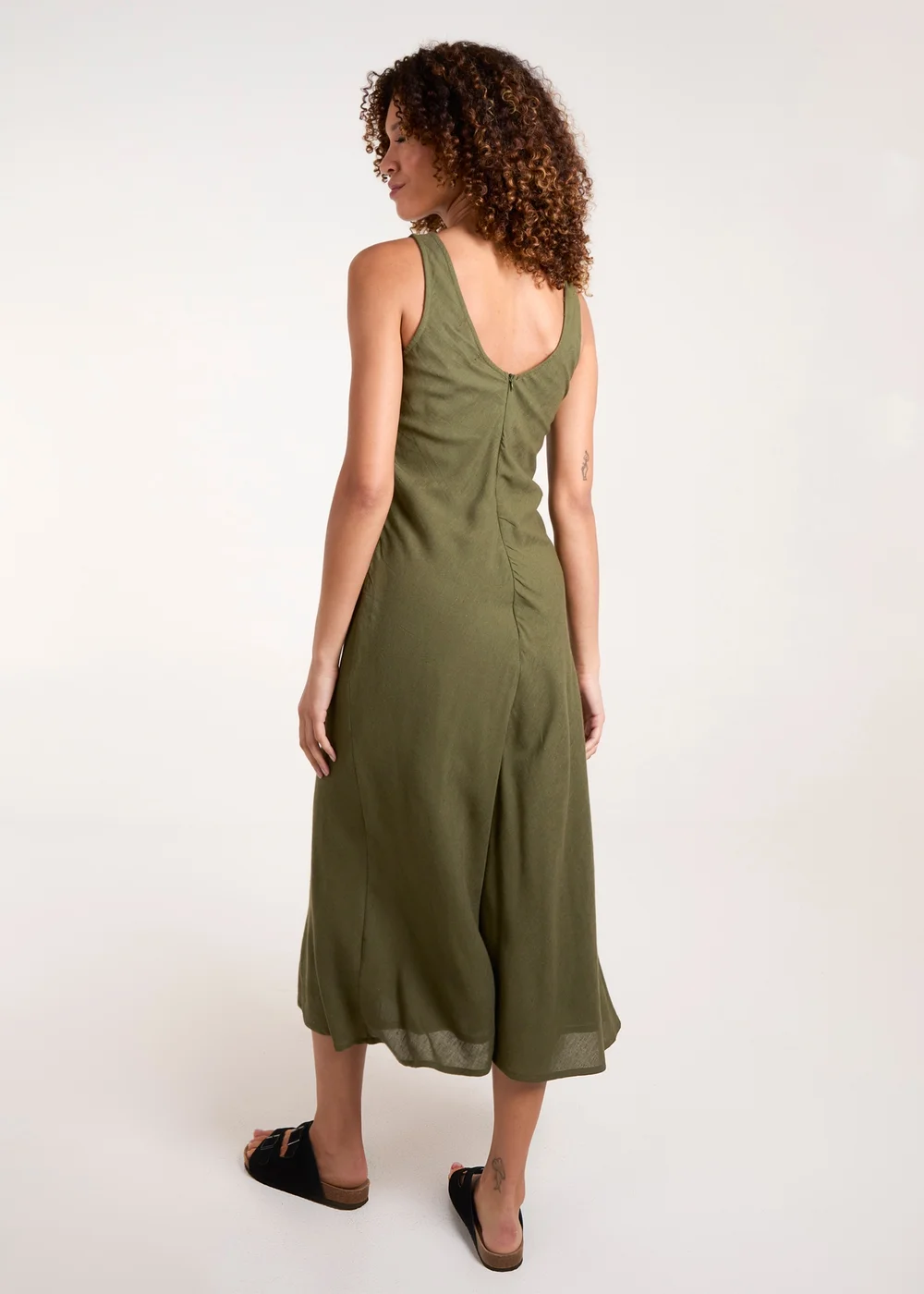 Blue Vanilla Khaki Bias Cut Midi Dress - 10 Image 2