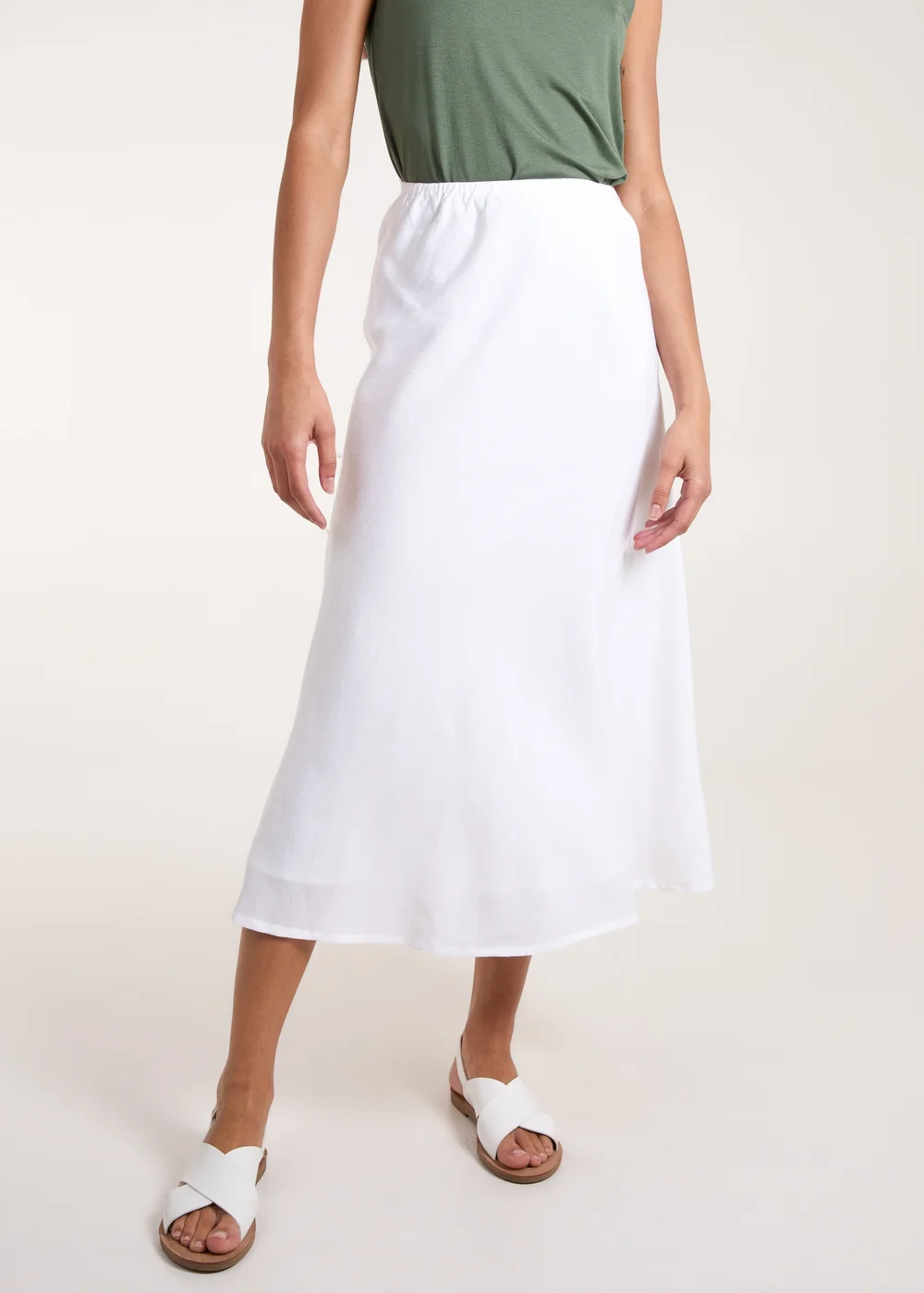 Blue Vanilla White Bias Cut Midi Skirt - Small Image 4