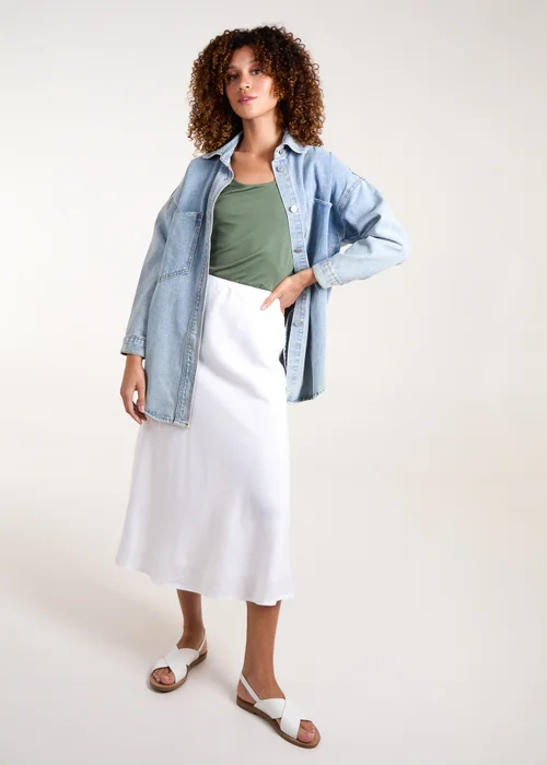 Blue Vanilla White Bias Cut Midi Skirt - Small Image 1