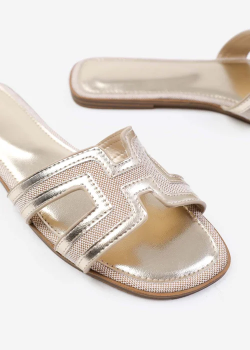 Where's That From Surge Gold Metallic Cut Out Strap Sandals - 4 Image 2