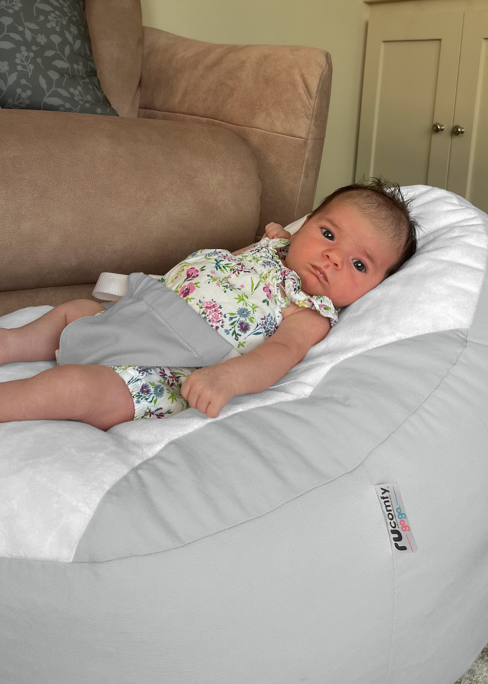 rucomfy Cotton Gaga Platinum Grey Baby Beanbag - One Size Image 1