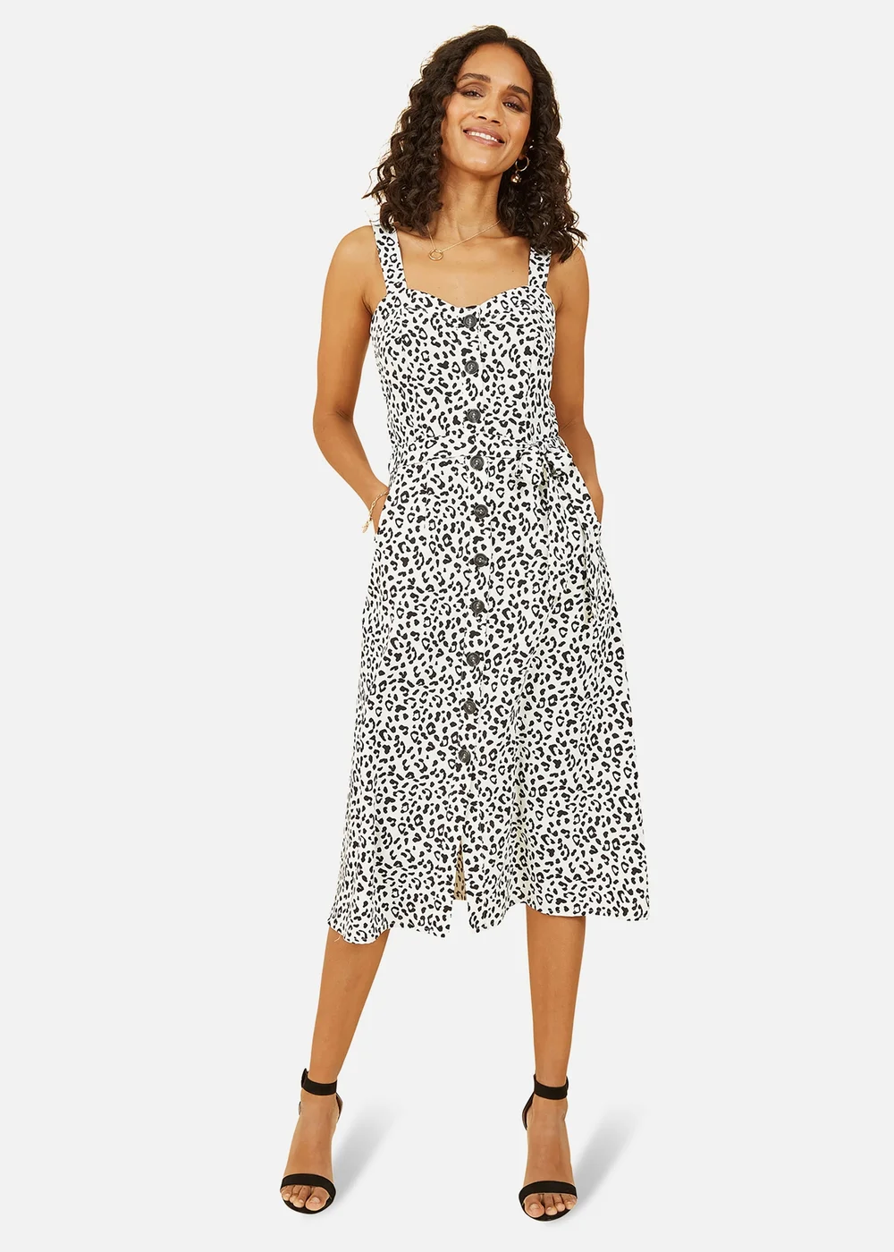 Yumi White Animal Print Button Up Sundress - 12 Image 1