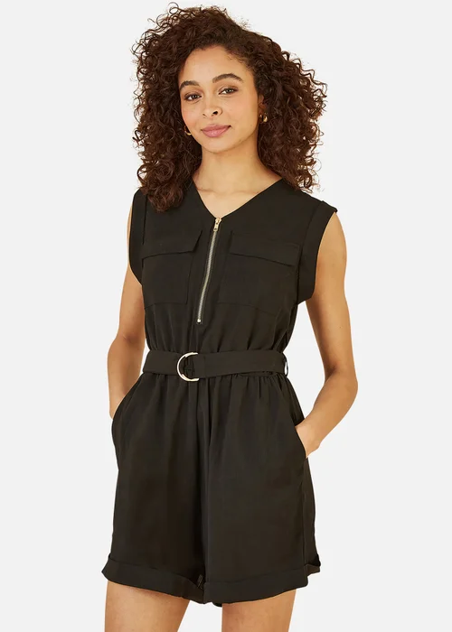 Yumi Black Utility Playsuit With Pockets - 16 Image 2