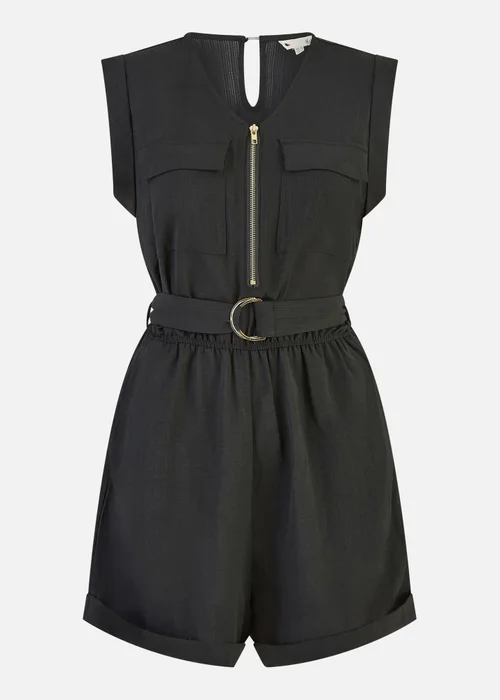 Yumi Black Utility Playsuit With Pockets - 16 Image 3