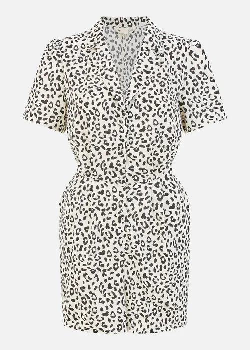 Yumi White Leopard Print Playsuit - Size 8 Image 3