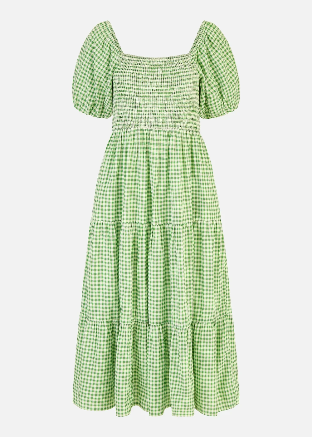 Yumi Green Gingham Smock Puff Sleeve Midi Dress - 10 | Matalan Yumi Green Gingham Smock Puff Sleeve Midi Dress - 10 | Matalan