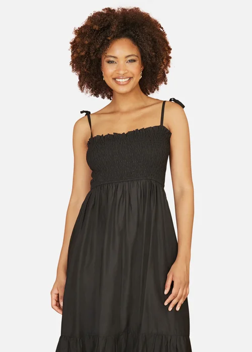 Yumi Black Midi Sun Dress - Size 8 Image 2