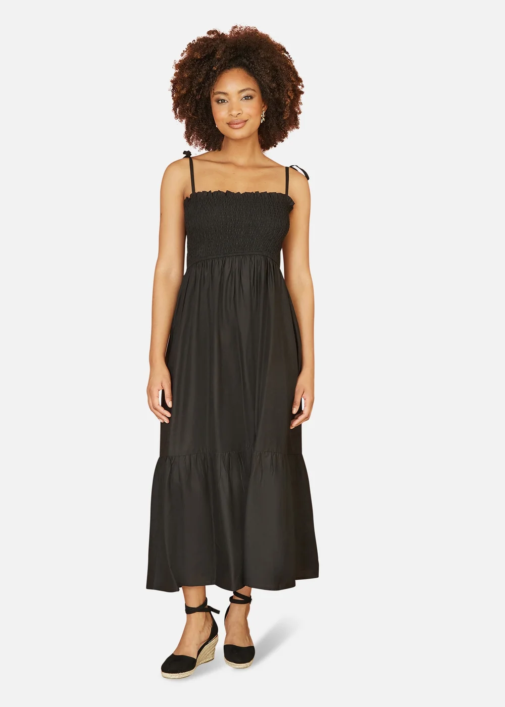Yumi Black Midi Sun Dress - Size 8 Image 1