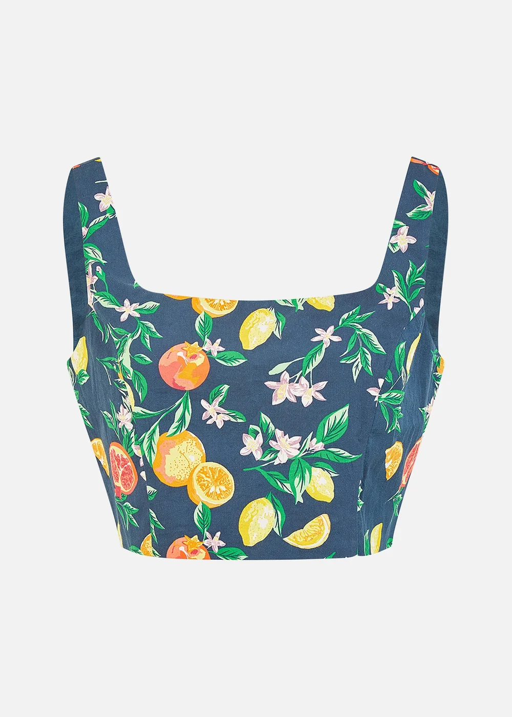 Yumi Navy Organic Cotton Citrus Print Crop Top - 8 Image 3