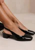Where's That From Michigan Black Wide-Fit Square Toe Slingback Heels - Size 6 Image 1
