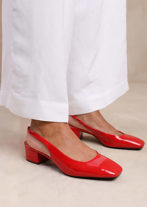 Where's That From Michigan Red Wide-Fit Square Toe Slingback Heels - 3 Image 1