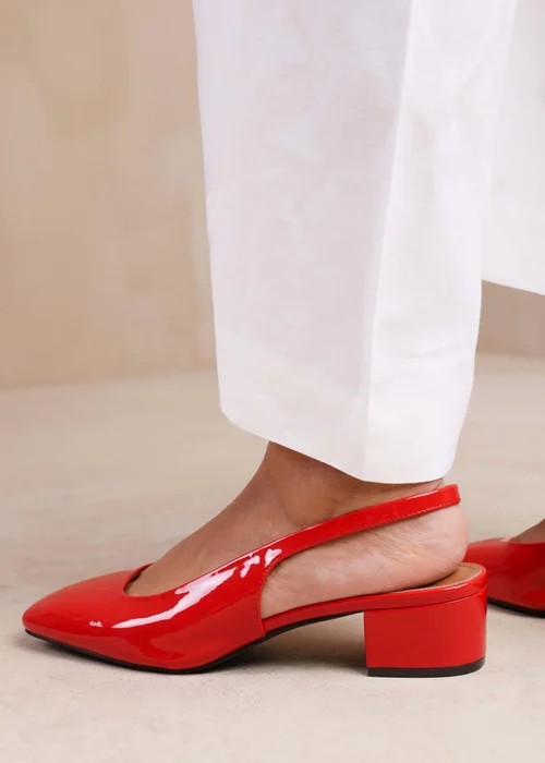 Where's That From Michigan Red Wide-Fit Square Toe Slingback Heels - 3 Image 3