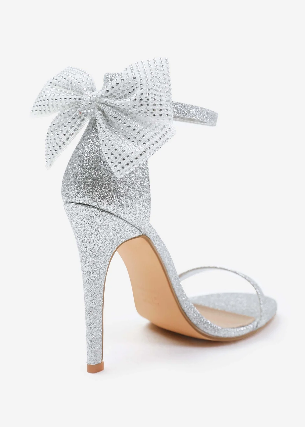 Where's That From Chicago Silver High Heel With Diamante Bow - 3 Image 2