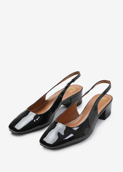 Where's That From Michigan Black Patent Square Toe Slingback Heels - 3 Image 2