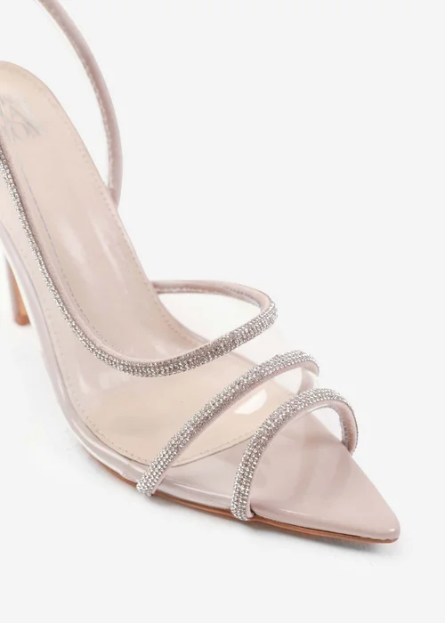 Where's That From Dallas Nude Crystal Strappy Slingback High Heels - 3 Image 1