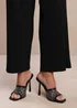 Where's That From Lisbon Black Diamante Mesh Peep Toe Mules - Size 8 Image 1