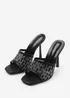 Where's That From Lisbon Black Diamante Mesh Peep Toe Mules - Size 8 Image 2