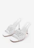 Where's That From Lisbon White Diamante Mesh Peep Toe Mules - Size 4 Image 2