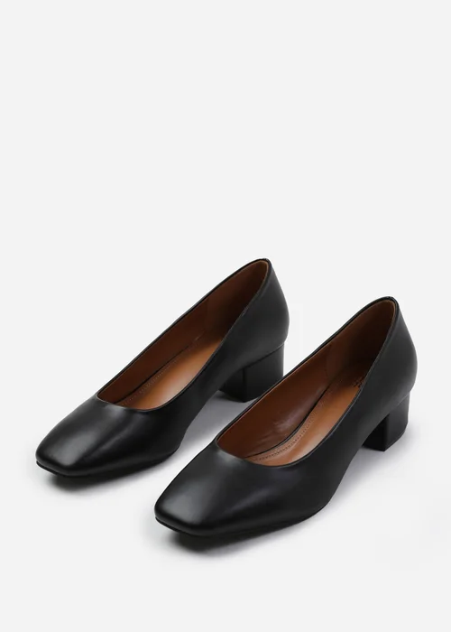 Where's That From Seattle Black Pu Wide-Fit Square Toe Heels - 3 Image 2