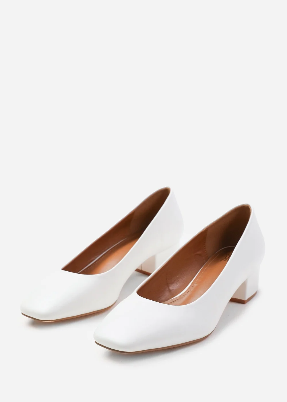 Where's That From Seattle White Pu Wide-Fit Square Toe Heels - 3 Image 2