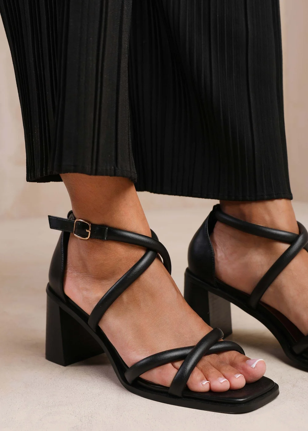 Where's That From Illinois White Cross Over Multi Strap Heels - 3 Image 3