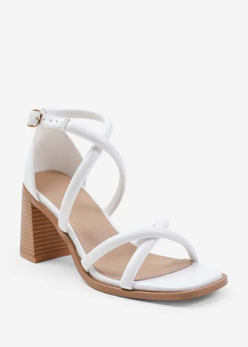 Where's That From Illinois White Cross Over Multi Strap Heels - 3 Image 2