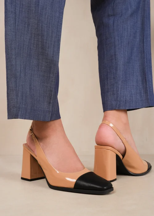 Where's That From Helsinki Nude Mid Block Toe Cap Heels - Size 4 Image 3