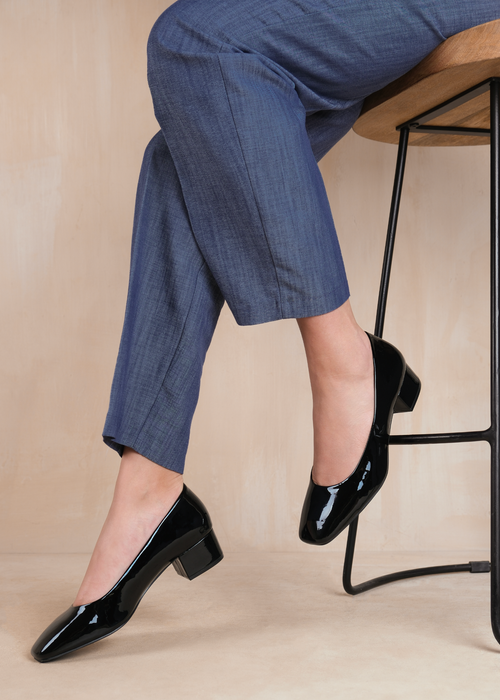 Where's That From Seattle Black Patent Square Toe Block Heels - 3 Image 1