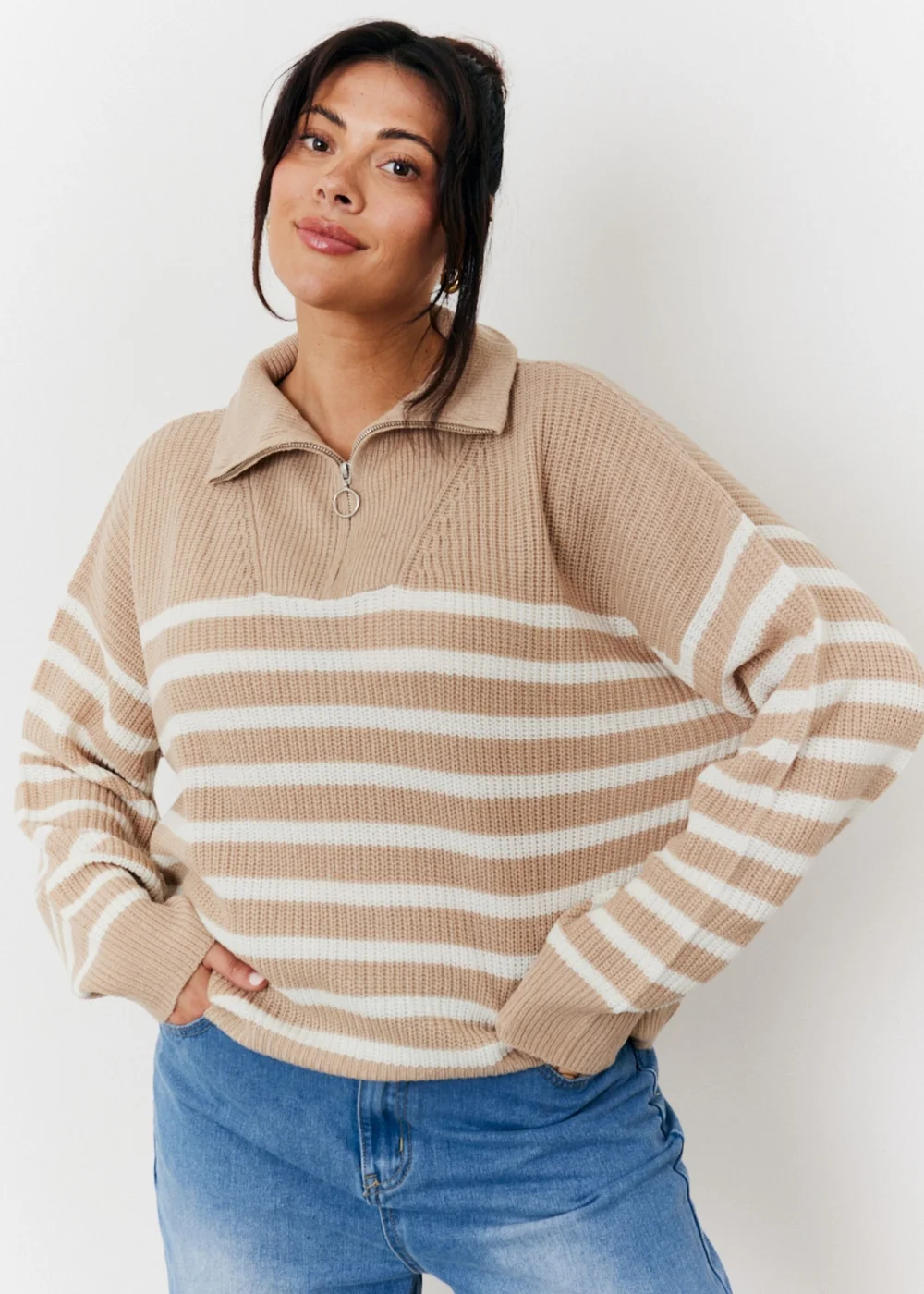 In The Style Oatmeal Quarter Zip Jumper - 06-08 Image 5