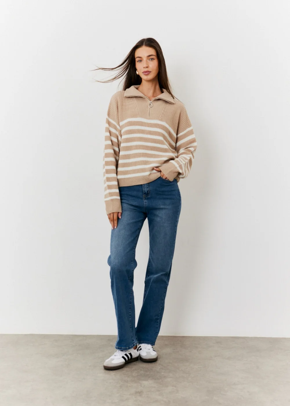 In The Style Oatmeal Quarter Zip Jumper - 06-08 Image 2