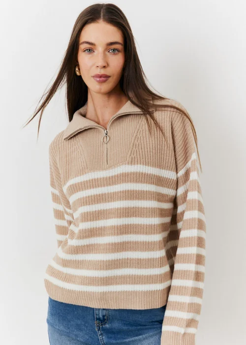 In The Style Oatmeal Quarter Zip Jumper - 06-08 Image 1