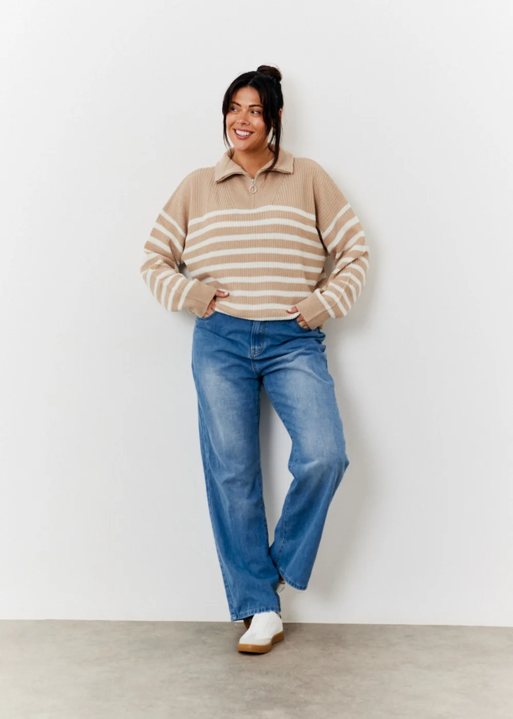 In The Style Oatmeal Quarter Zip Jumper - 06-08 Image 6