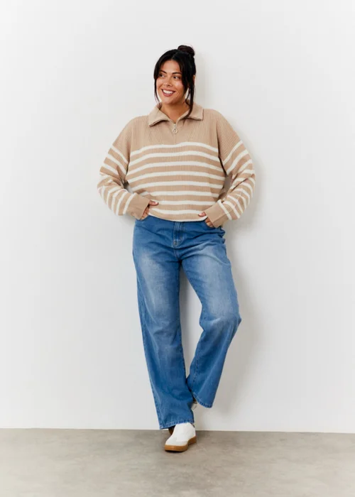 In The Style Oatmeal Quarter Zip Jumper - 06-08 Image 6