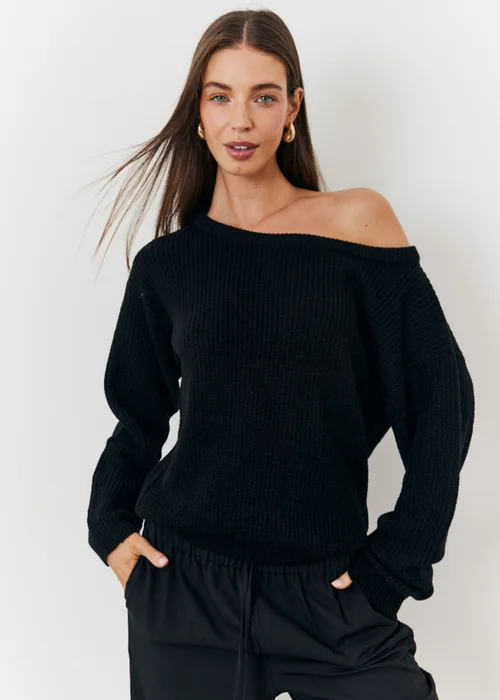 In The Style Black Off Shoulder Knit Jumper - 06-08 Image 1