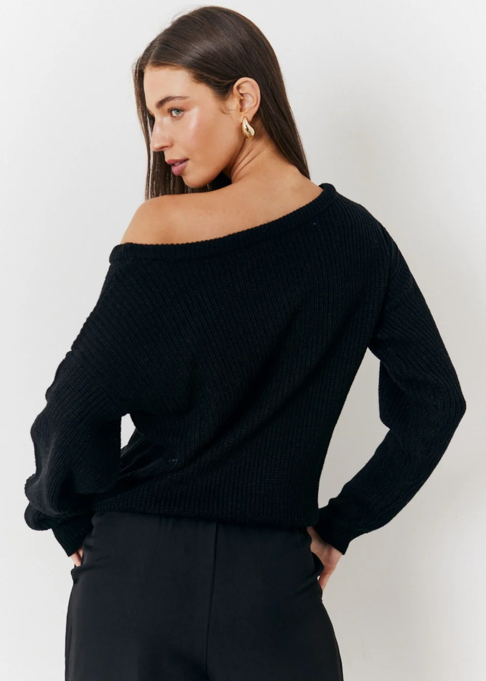 In The Style Black Off Shoulder Knit Jumper - 06-08 Image 3