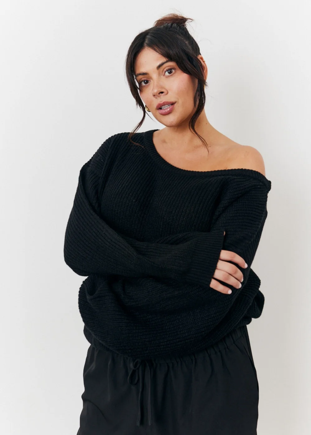 In The Style Black Off Shoulder Knit Jumper - 06-08 Image 5