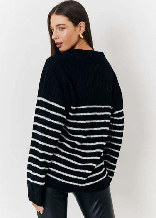 In The Style Monochrome Stripe Collared Knit Jumper - 06-08 Image 3