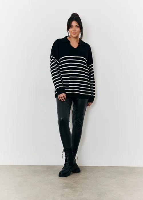 In The Style Monochrome Stripe Collared Knit Jumper - 06-08 Image 6